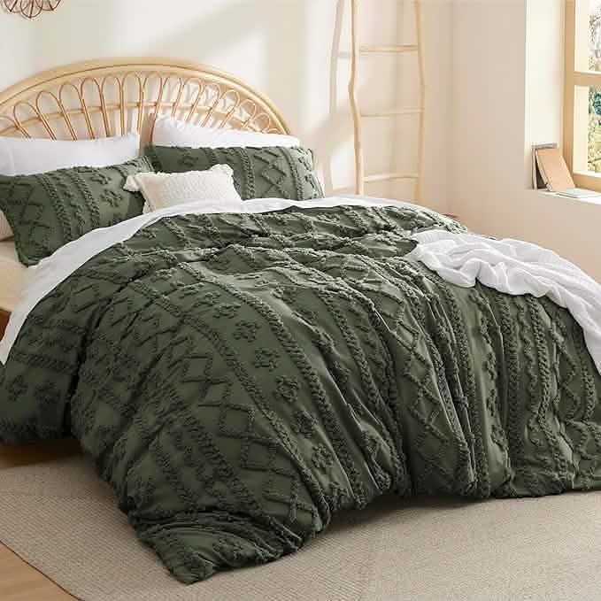 Boho Tufted Embroidery Duvet Cover Set