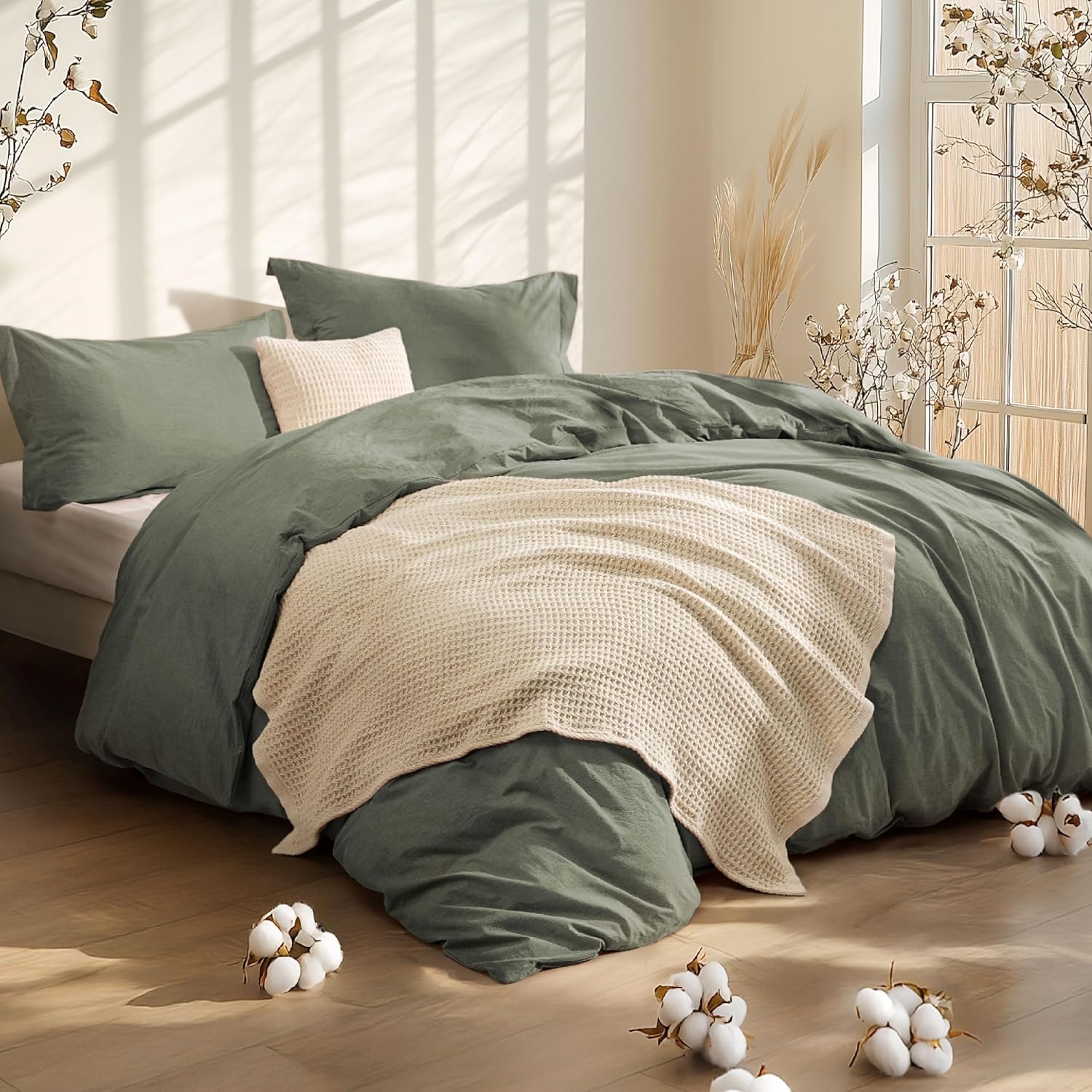 GentleSoft™ 5 Piece Cotton Waffle Weave Bed-in-a-bag