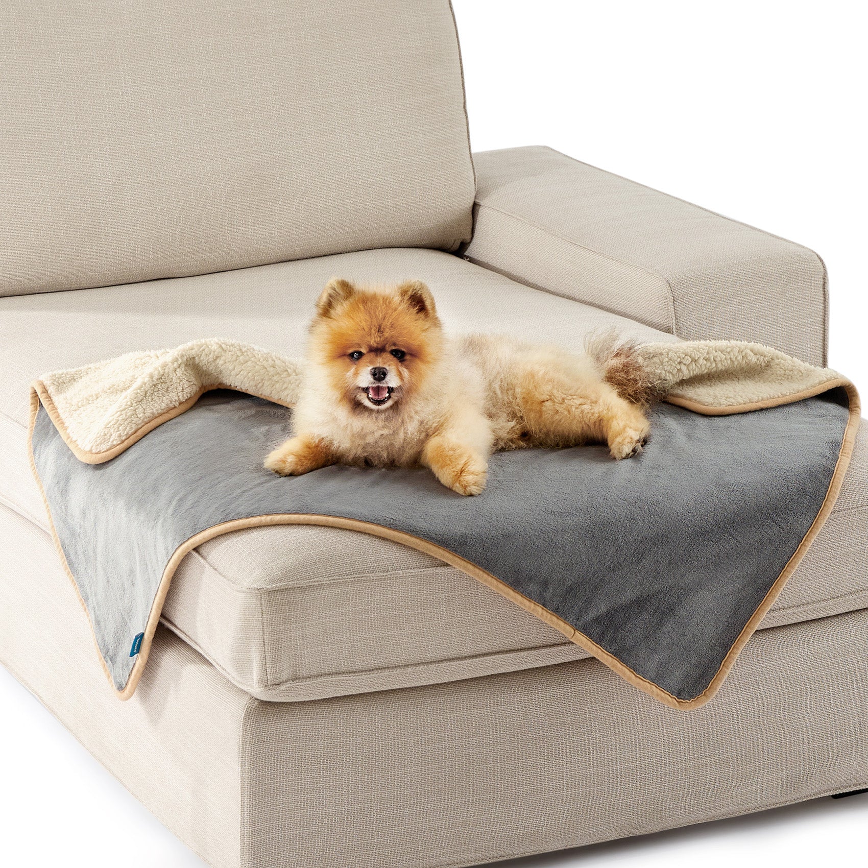Reversible Sherpa and Microfiber Fleece Dog Blanket