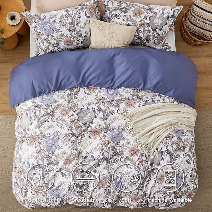 Reversible Floral Duvet Cover Set