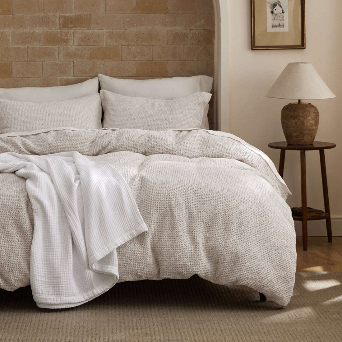 GentleSoft® Cotton Waffle Space-Dyed Duvet Cover Set
